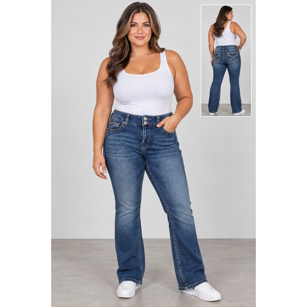 Amethyst Jeans Womens Juniors 13 Bootcut Mid Rise Slim Stretch Medium Wash